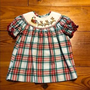 Red & green plaid Christmas Smock Dress 6 mos